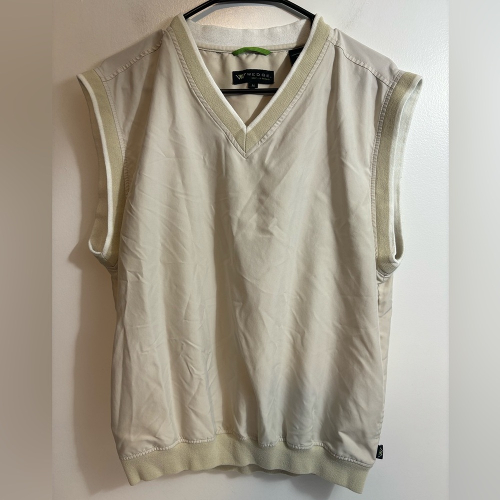 Wedge Cream Sleeveless V-Neck Top